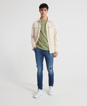 Superdry 02 Travis Skinny Férfi Farmer Kék | QKSRI2730